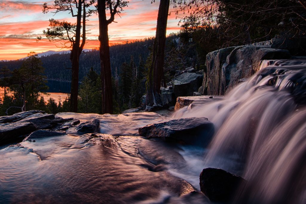 Cascade Falls is the perfect spot for a sunset elopement in Lake Tahoe 