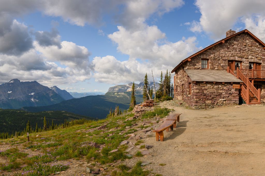 Granite Park Chalet offers the perfect setting for a rustic sunset elopement in Glacier National Park