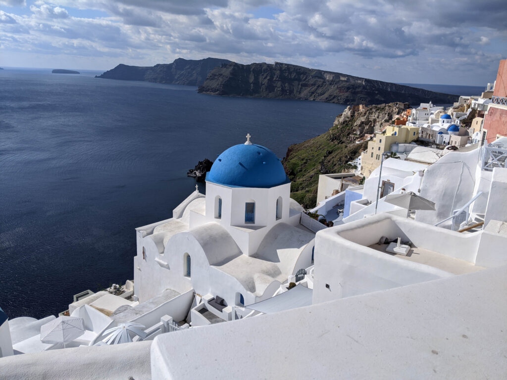 View of the village of Oia in Santorini.