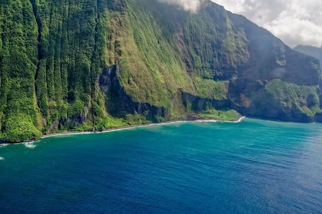 Lush tropical vegetation on the cliffs surrounding Maui beaches